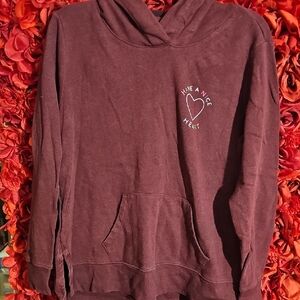 Old Navy Women's Burgundy Hoodie with Heart Design Size Medium